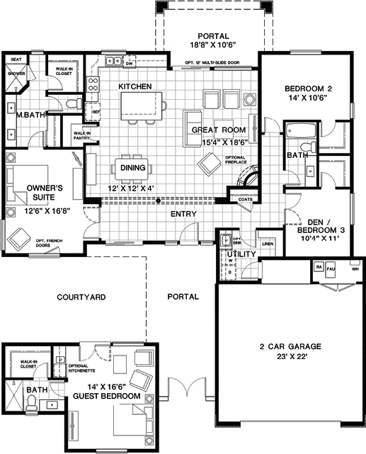 three bedroom floor plan