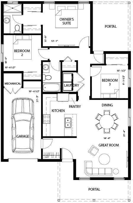 Plan A 3 bedroom Santa Fe Arroyo Oeste