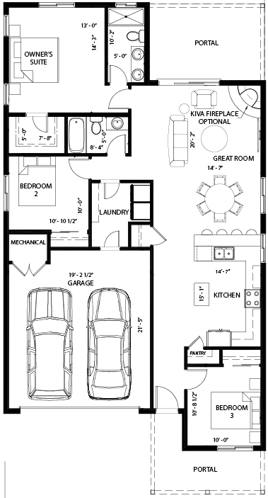 Arroyo Oeste 3 bedroom floorplan