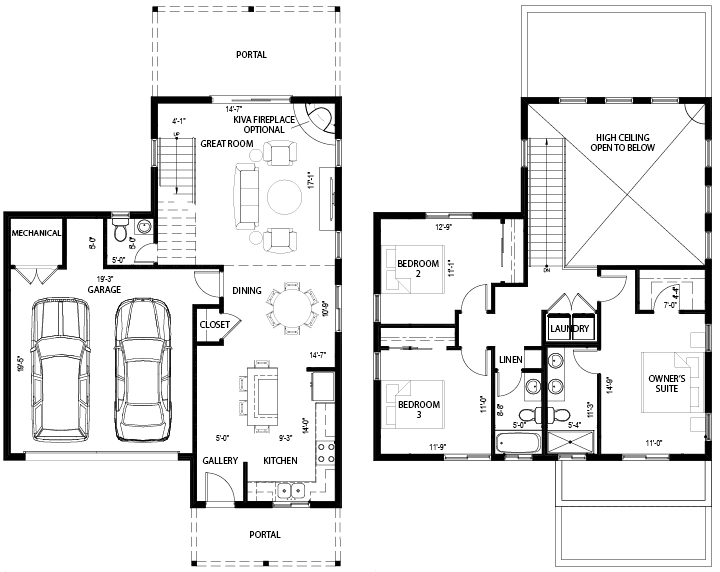 Arroyo Oeste 3 bedroom floor plan Santa Fe new homes