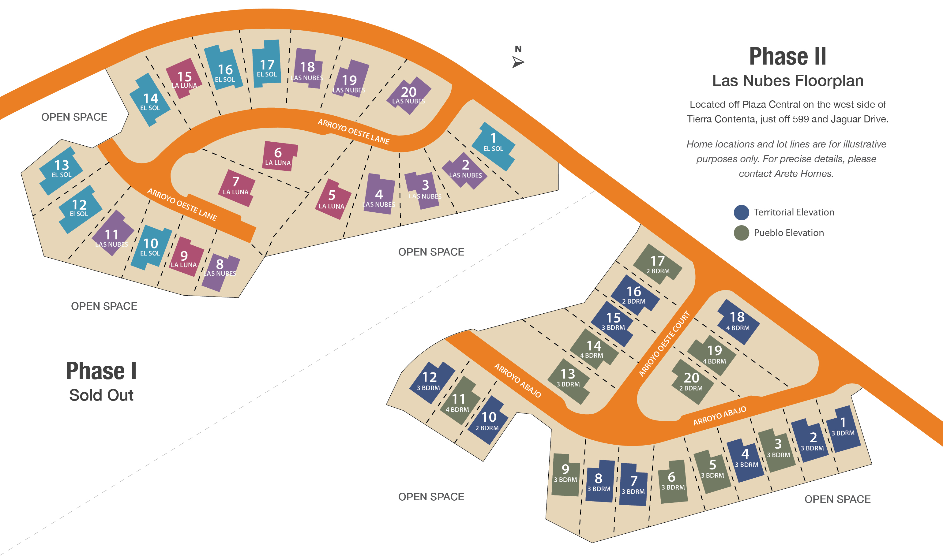 Arroyo Oeste Sitemap Phase I and II